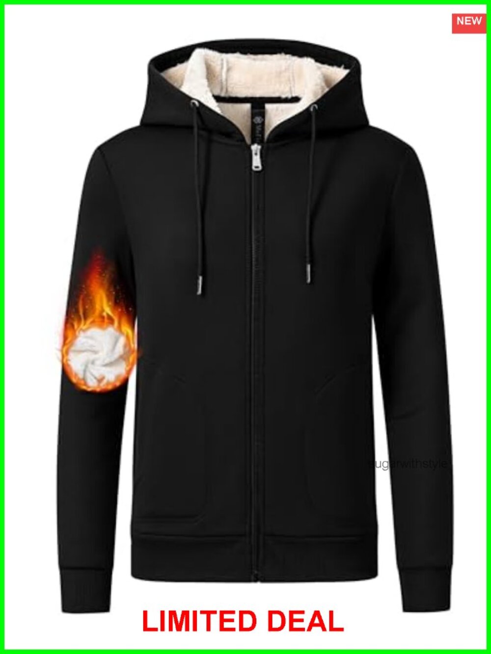 MoFiz Women's Zip Up Fleece Hoodie Sherpa Lined Warm Winter Jacket with Pockets